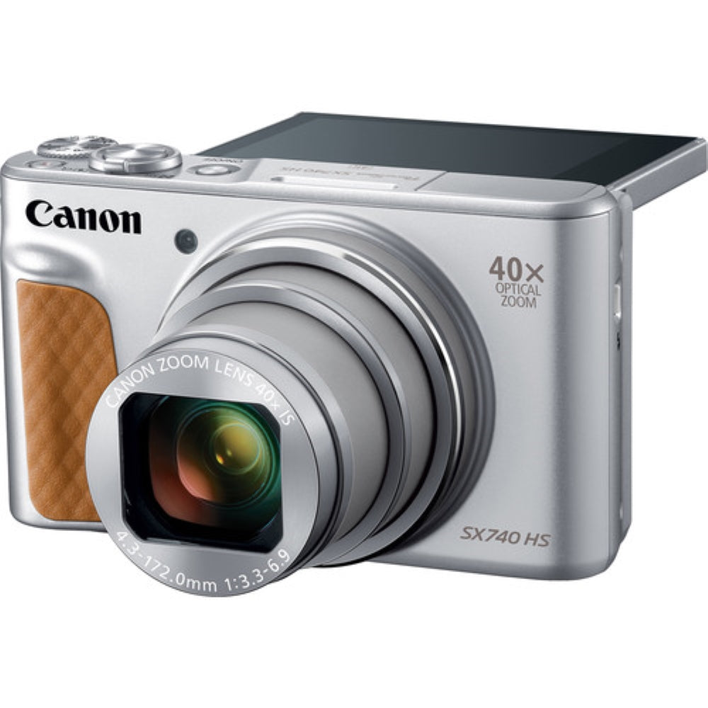 Canon PowerShot SX740 HS Digital Camera | Silver Bundled with 64GB Memory Card + Digital Camera Pouch + Cleaning Kit - Blower, Lens Pen, Brush & Case (4 Items)