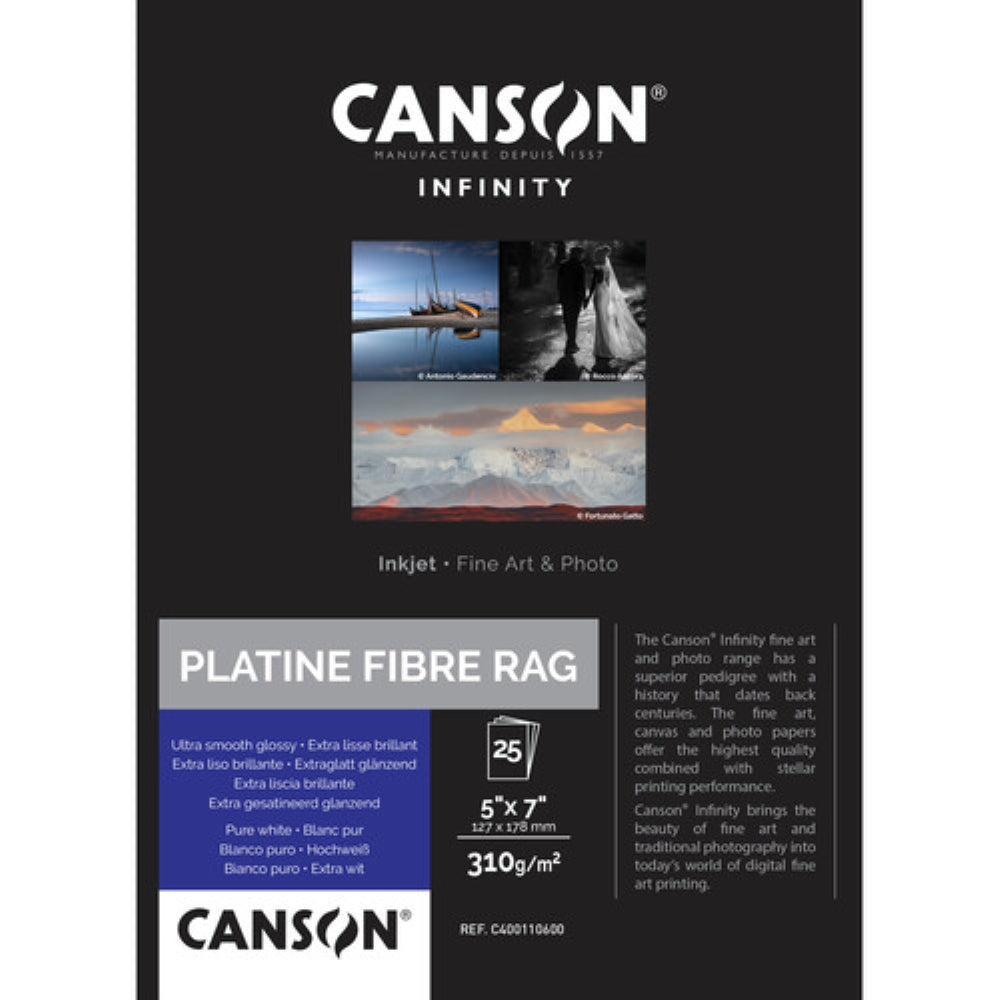 Canson Infinity Platine Fibre Rag Paper | 5 x 7", 25 Sheets