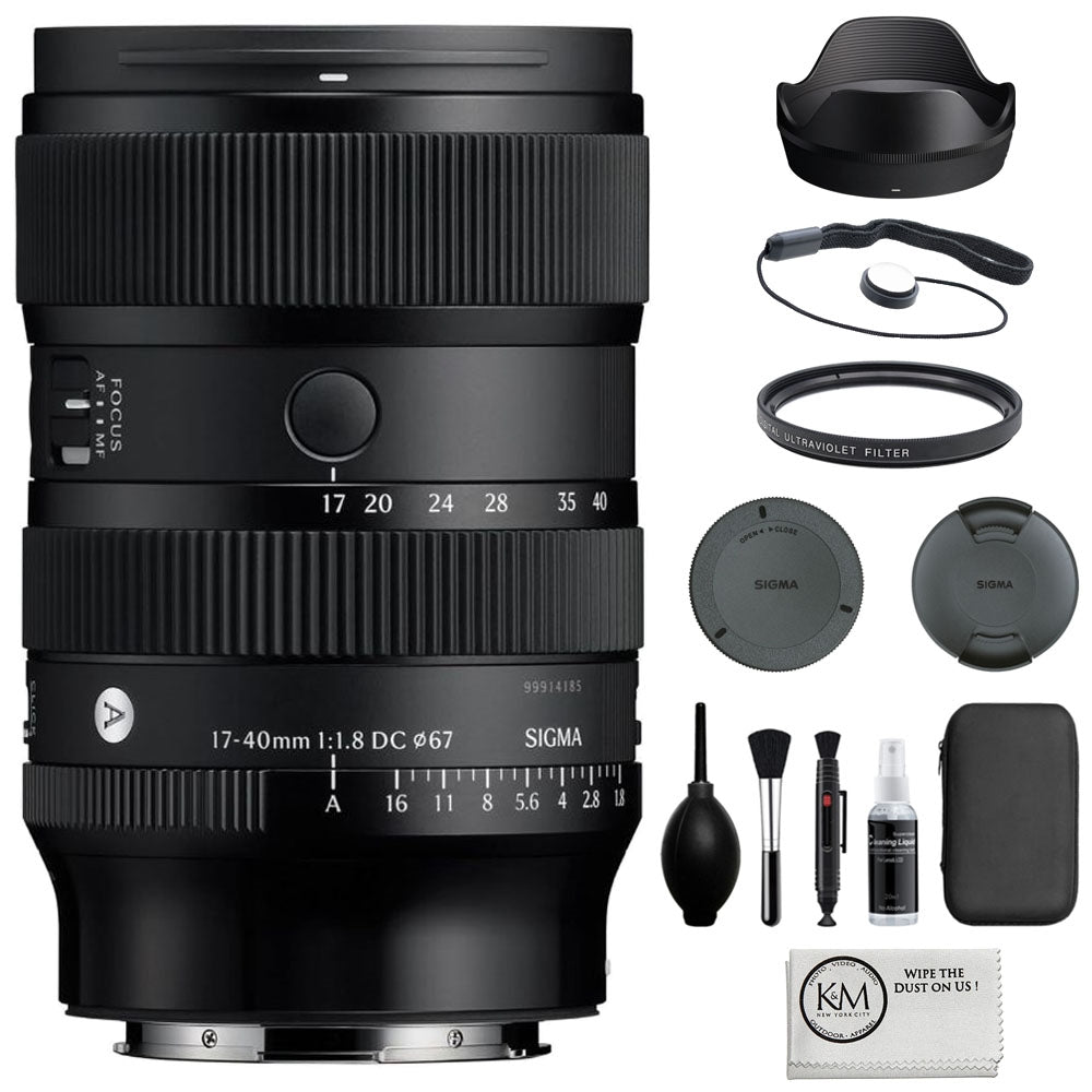 Sigma 17-40mm f/1.8 D.C. Art Lens Compatible with L-Mount (APS-C) Bundle with 67mm UV Filter + Lens Cap Keeper + Cleaning Kit + Cleaning Cloth (5 Items)