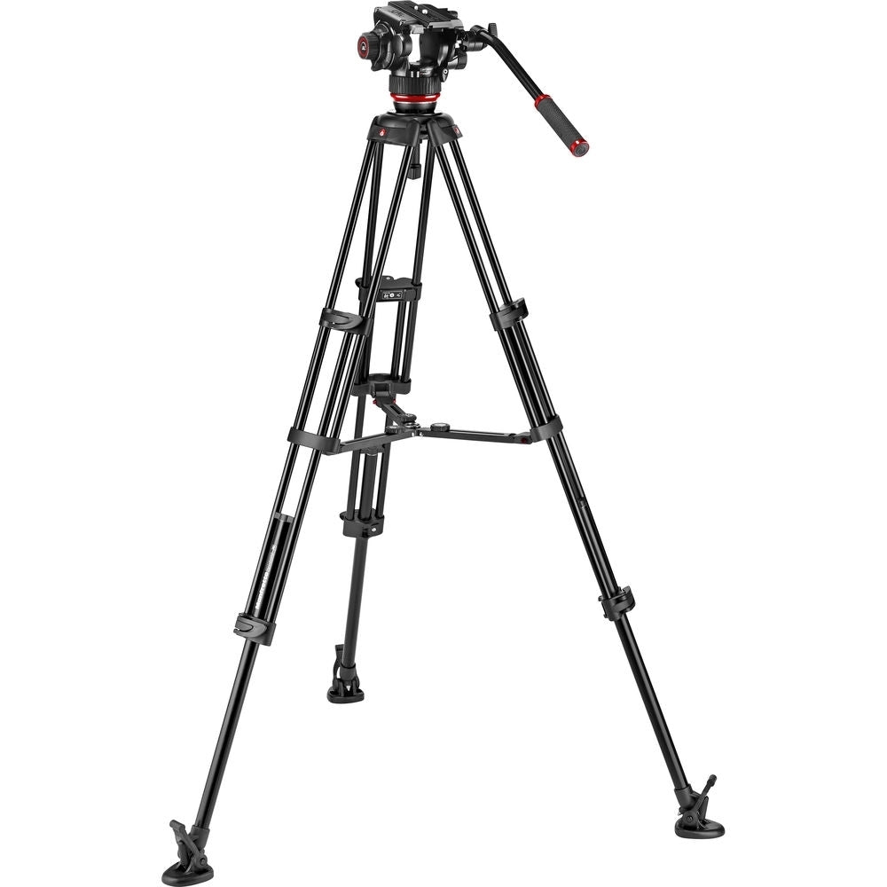 Manfrotto 504X Fluid Video Head & MVTTWINMA Aluminum Tripod with Mid-Level Spreader