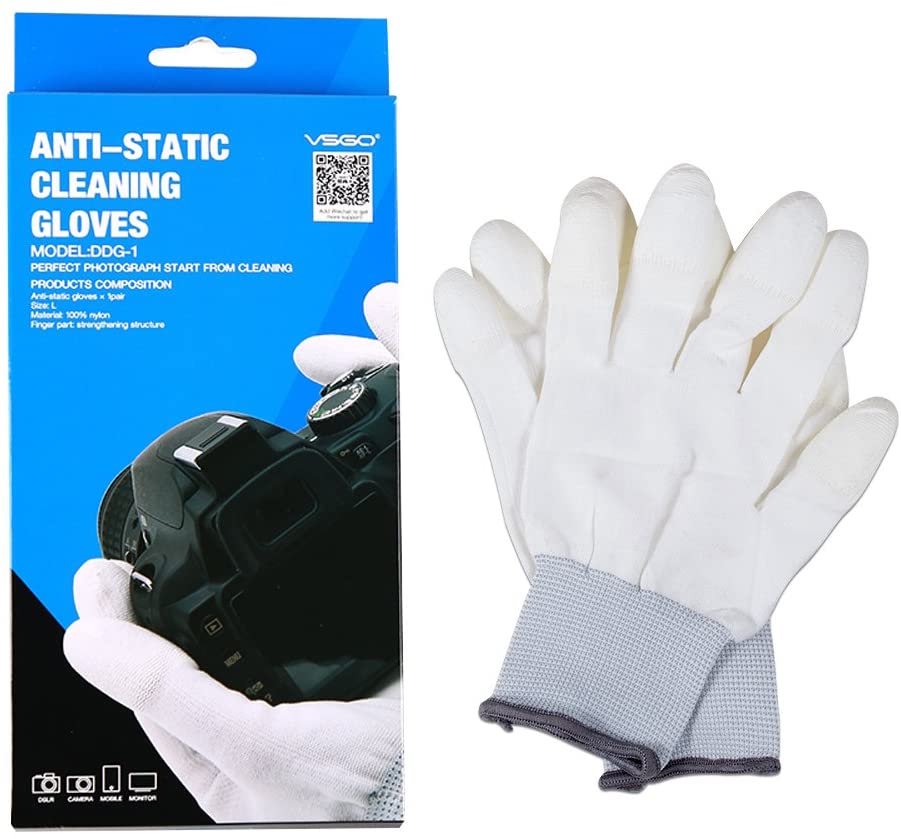 VSGO DDG-1 Professional Anti-Static Cleaning Gloves White Dust-Free for Camera, Sensor Cleaning