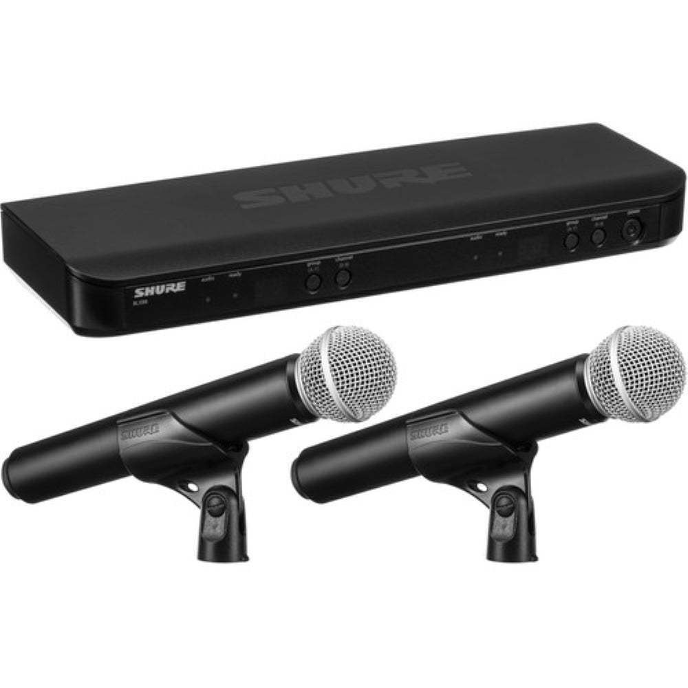 Shure BLX288/PG58 Dual-Channel Wireless Handheld Microphone System with PG58 Capsules | H10: 542 to 572 MHz