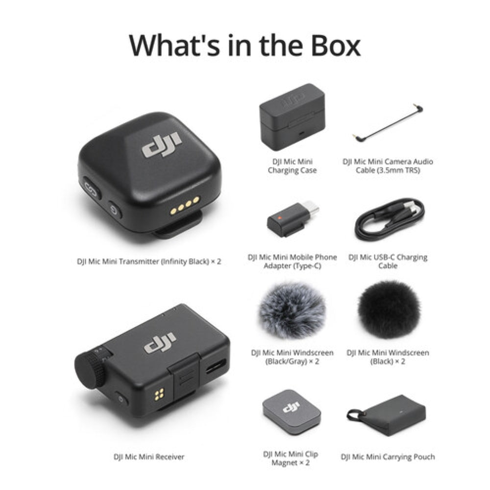 DJI Mic Mini 2-Person Compact Wireless Microphone System for Camera & Smartphone | 2.4 GHz