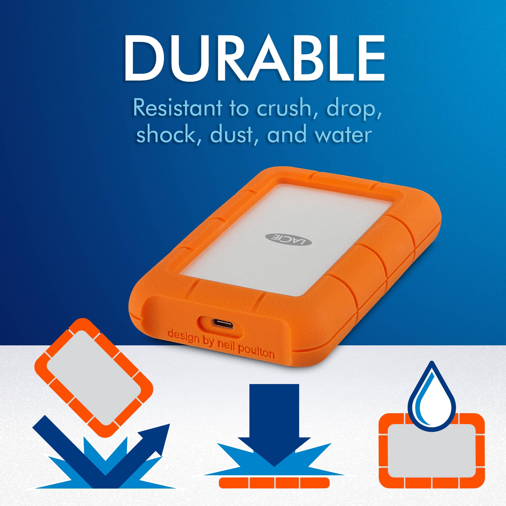 LaCie 5TB Rugged USB 3.1 Gen 1 Type-C External Hard Drive