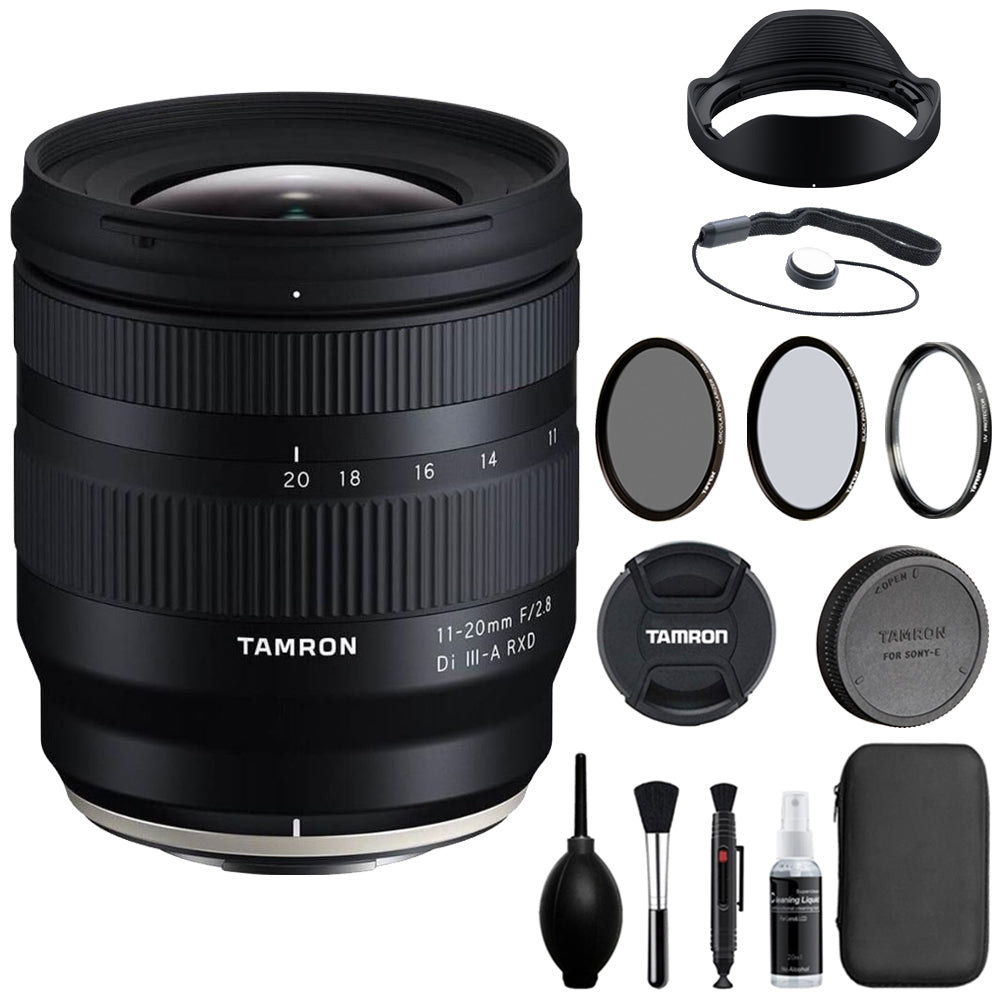 Tamron 11-20mm f/2.8 Di III-A RXD Lens Compatible with X Mount (APS-C) Bundle with Tiffen Filter Set + Lens Cap Keeper + Cleaning Kit + Cleaning Cloth (5 Items)