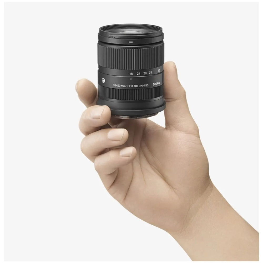 Sigma 18-50mm f/2.8 DC DN Contemporary Lens | Canon RF Mount Bundled with UV Filter + Photo Starter Kit + Cleaning Cloth (4 Items)   **OPEN BOX**
