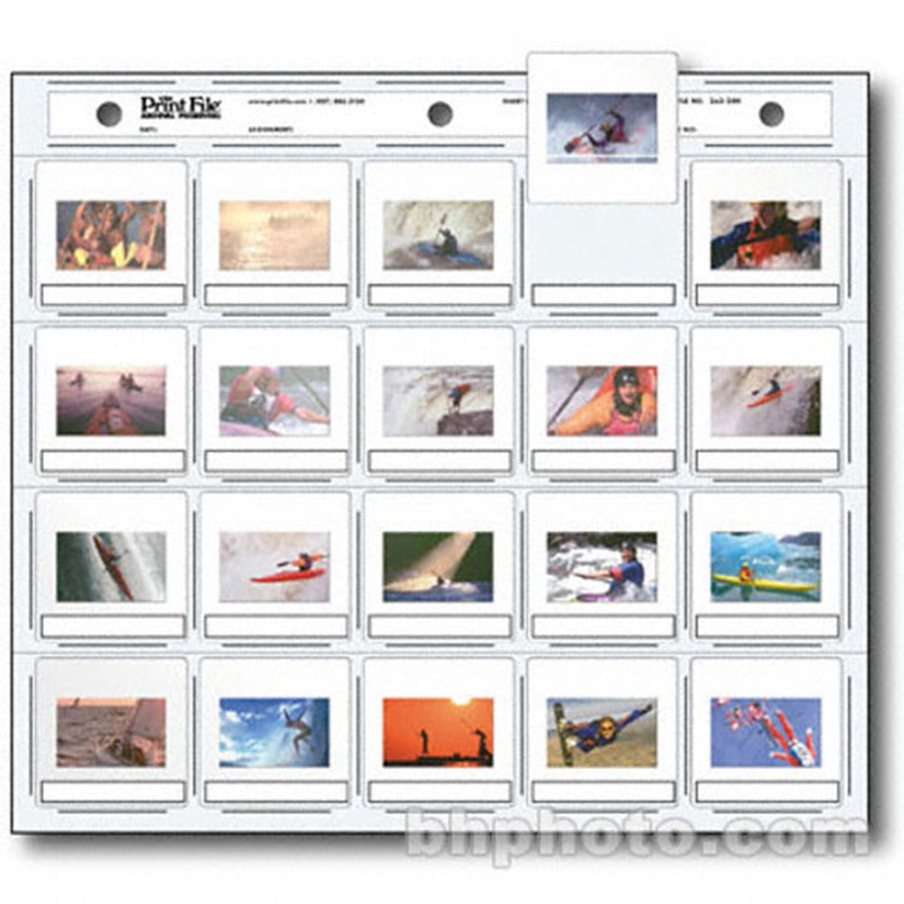 Print File 35mm Size Top-Load Archival Storage Pages for Slides | Holds 20 Slides (Hanger Only), 25 Pack