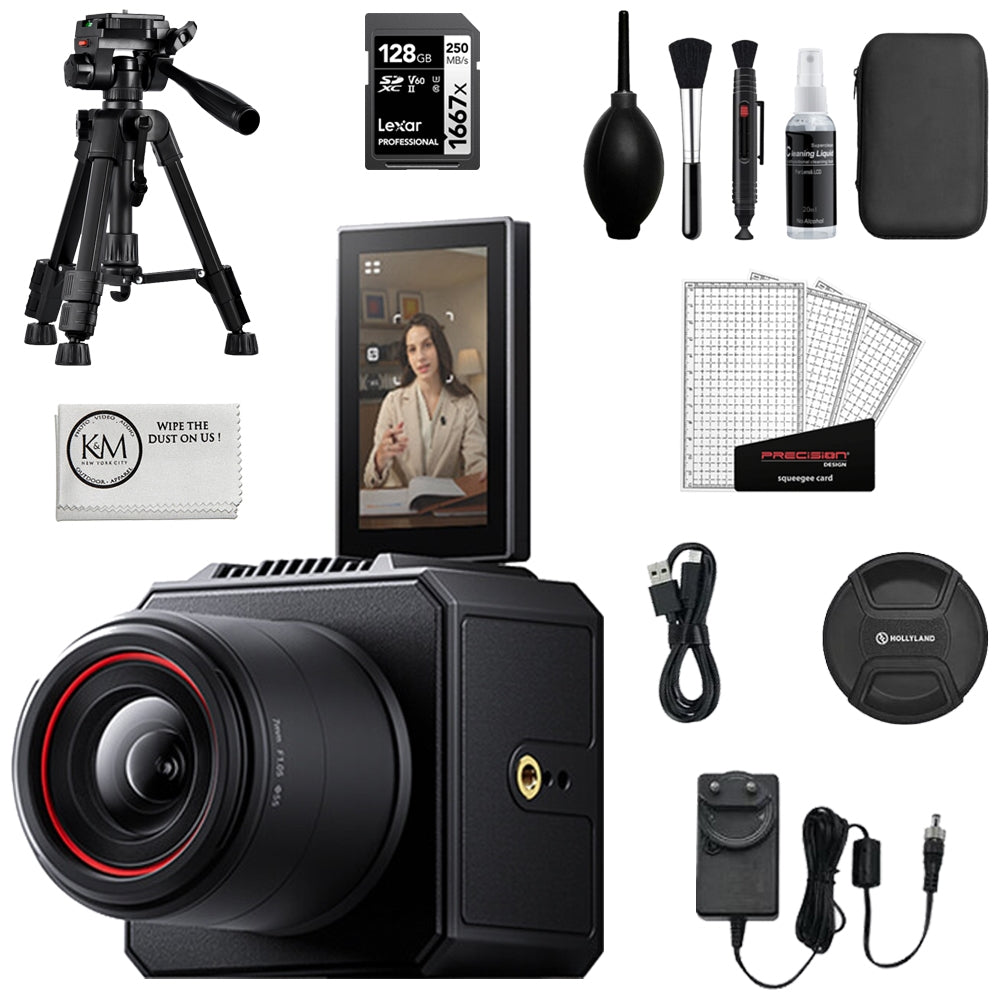 Hollyland VenusLiv Air All-in-One Live Streaming Camera Bundle with 128GB Memory Card + Tabletop Tripod + Screen Protector + Cleaning Kit + Cleaning Cloth (5 Items)