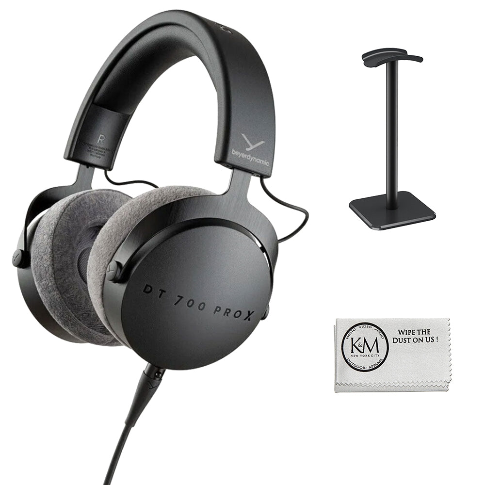 Beyerdynamic DT 700 PRO X Closed-Back Studio Headphones Bundle with Headphones Stand + Microfiber Cleaning Cloth (3 Items)