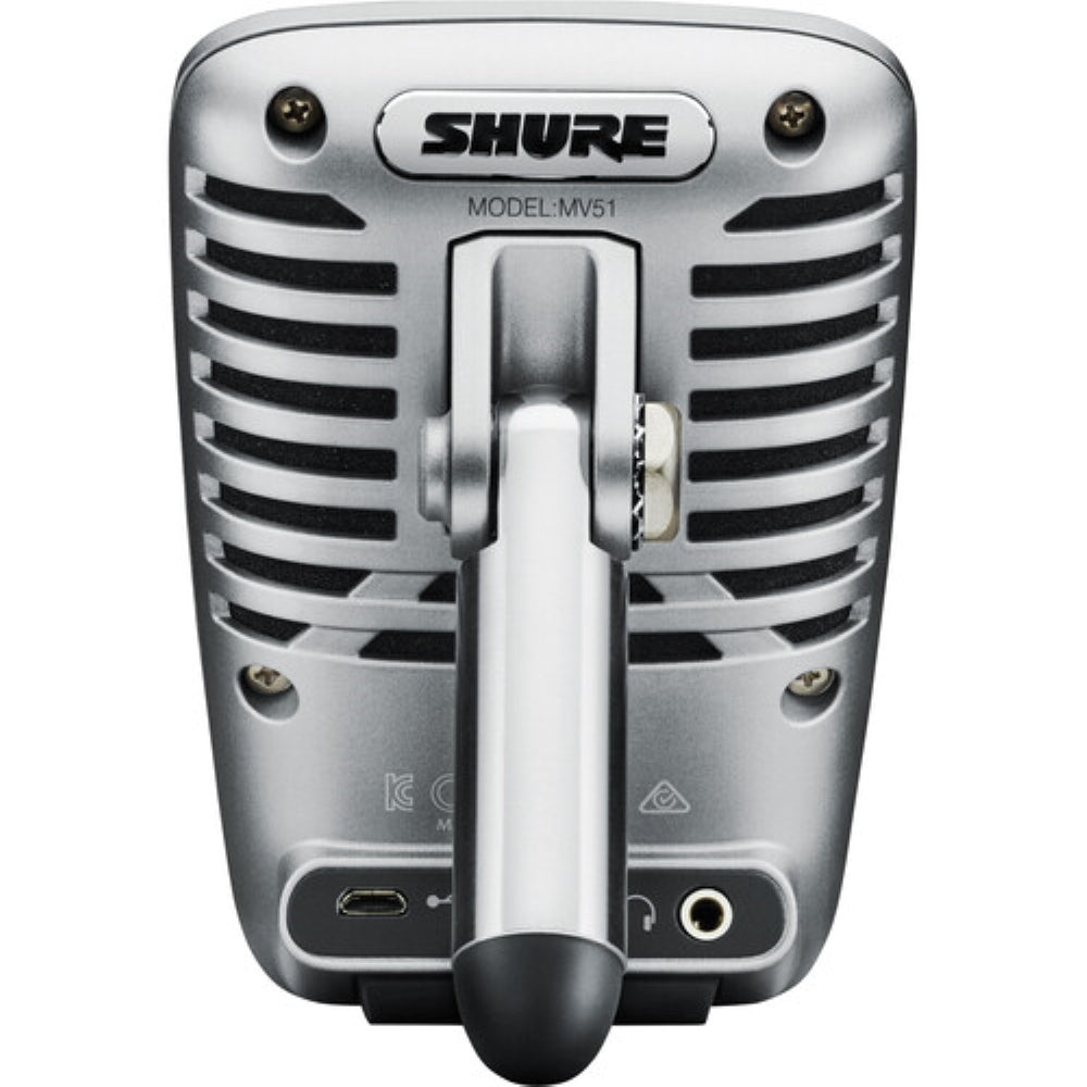 Shure MOTIV MV51 Large-Diaphragm Cardioid USB Microphone for Computers and iOS Devices | New Packaging, Silver