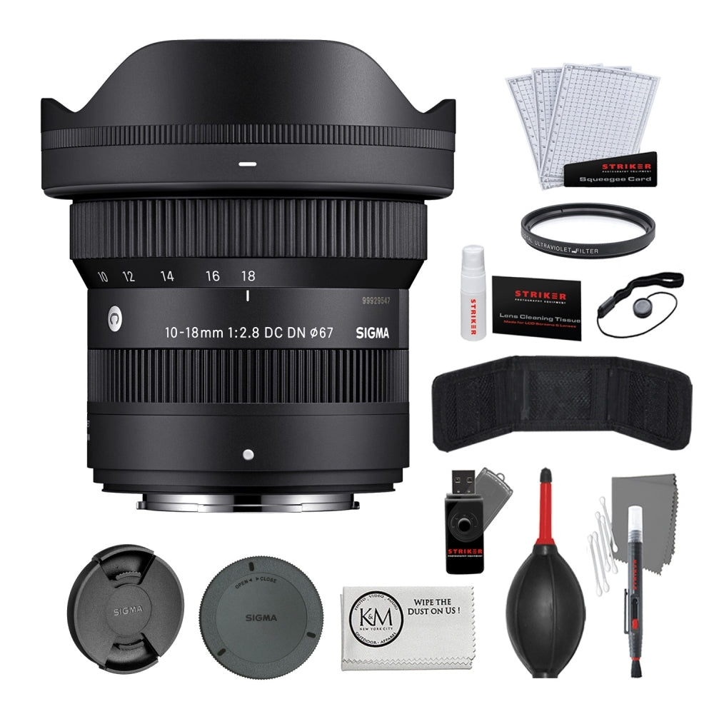 Sigma 10-18mm f/2.8 DC DN Contemporary Lens | Sony E Bundled with UV Filter + Photo Starter Kit + Microfiber Cleaning Cloth (4 Items)