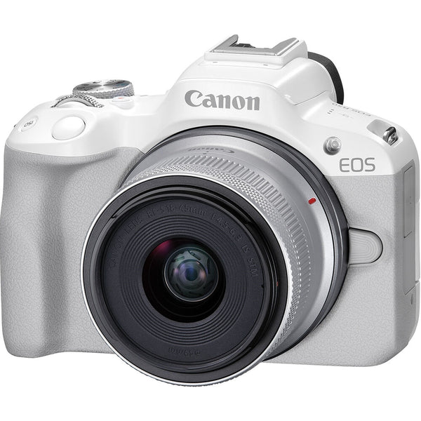 Canon EOS R50 Mirrorless Camera with 18-45mm Lens | White