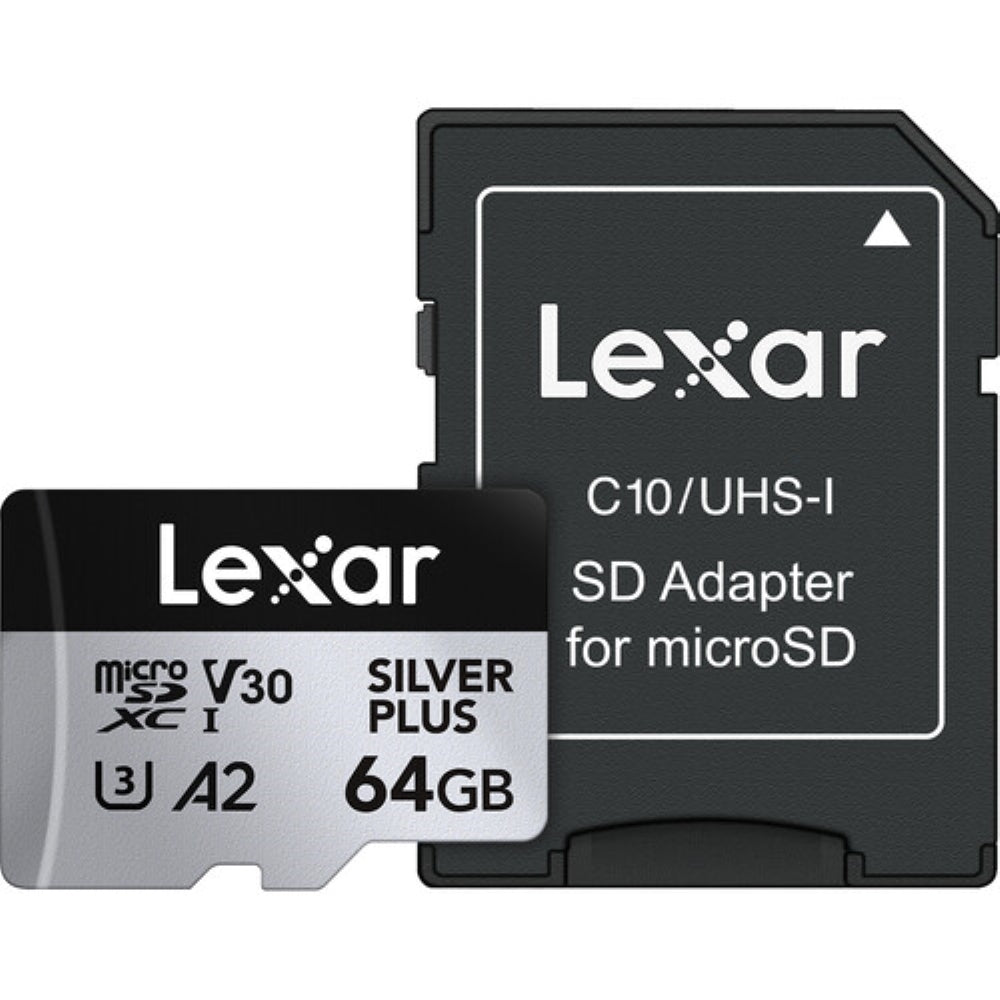 Lexar 64GB Professional SILVER PLUS UHS-I microSDXC Memory Card with SD Adapter