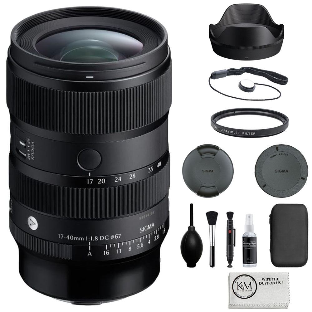 Sigma 17-40mm f/1.8 D.C. Art Lens Compatible with Canon RF Mount (APS-C) Bundle with 67mm UV Filter + Lens Cap Keeper + Cleaning Kit + Cleaning Cloth (5 Items)