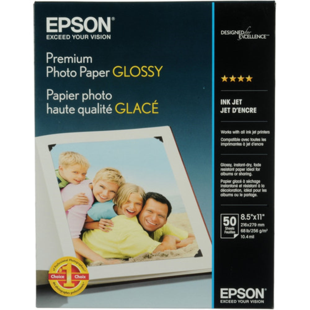 Epson Premium Photo Paper Glossy | 8.5 x 11", 50 Sheets