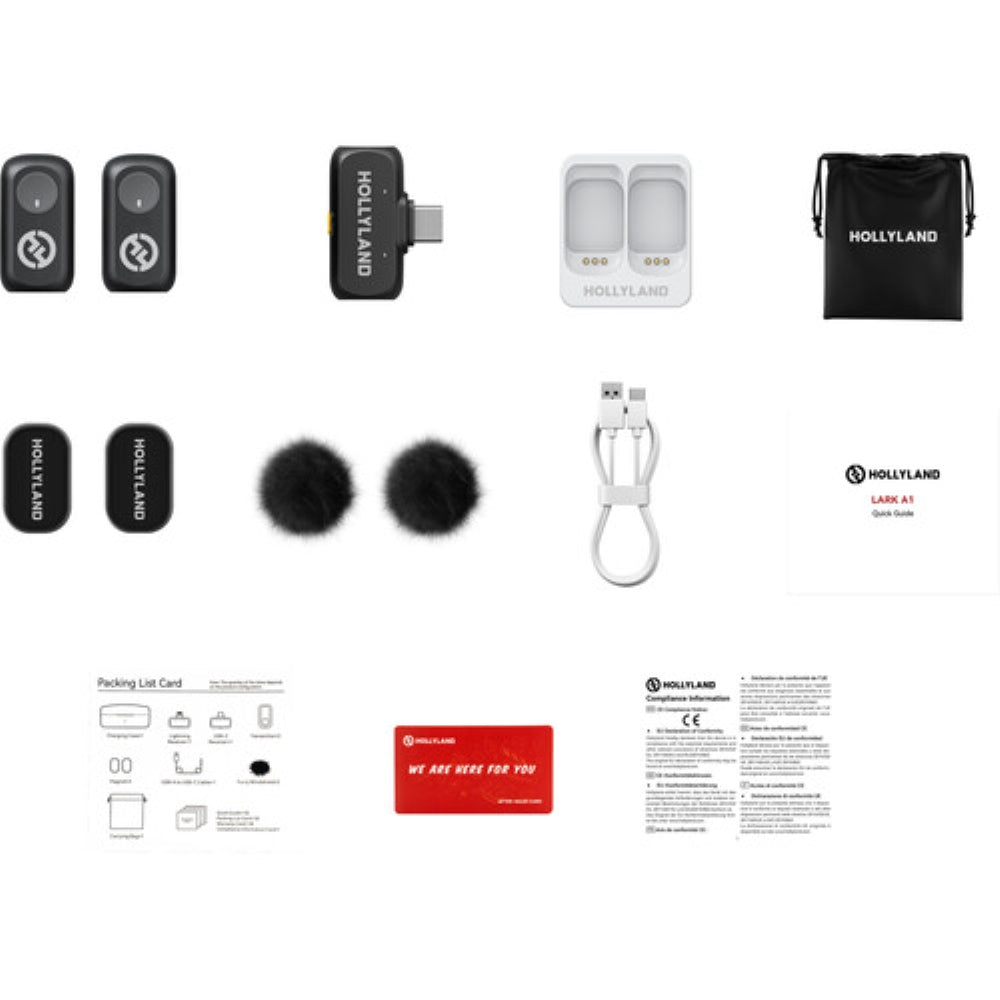 Hollyland LARK A1 Mini Duo 2-Person Wireless Microphone System with USB-C Connector for Mobile Devices | Space Gray, 2.4 GHz