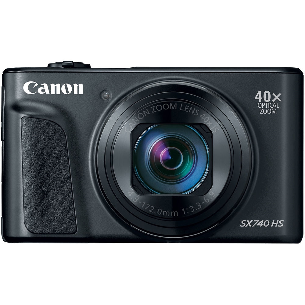 Canon PowerShot SX740 HS Digital Camera | Black Bundled with 64GB Memory Card + Digital Camera Pouch + Cleaning Kit - Blower, Lens Pen, Brush & Case (4 Items)