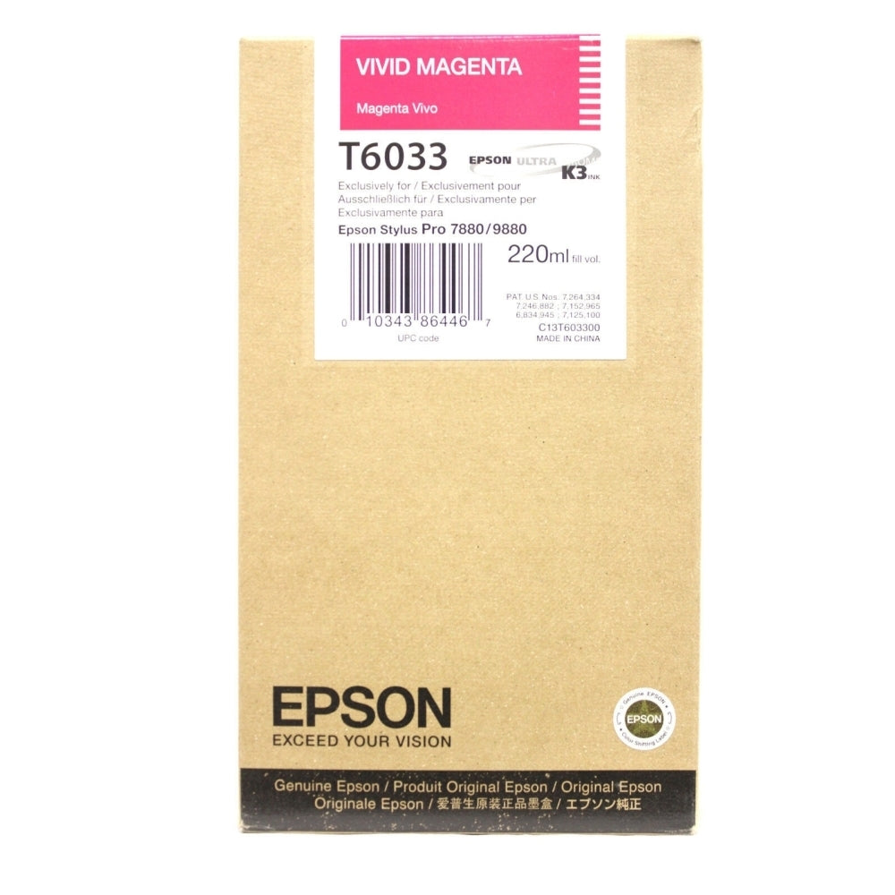 Epson T603300 Vivid Magenta UltraChrome K3 Ink Cartridge | 220 ml