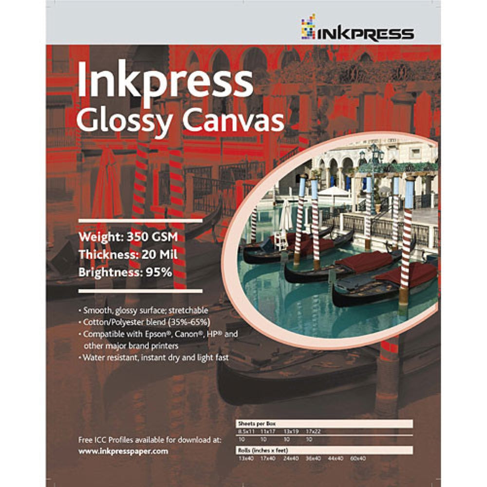 Inkpress Media Glossy Canvas | 8.5 x 11" (Letter) ,10 Sheets