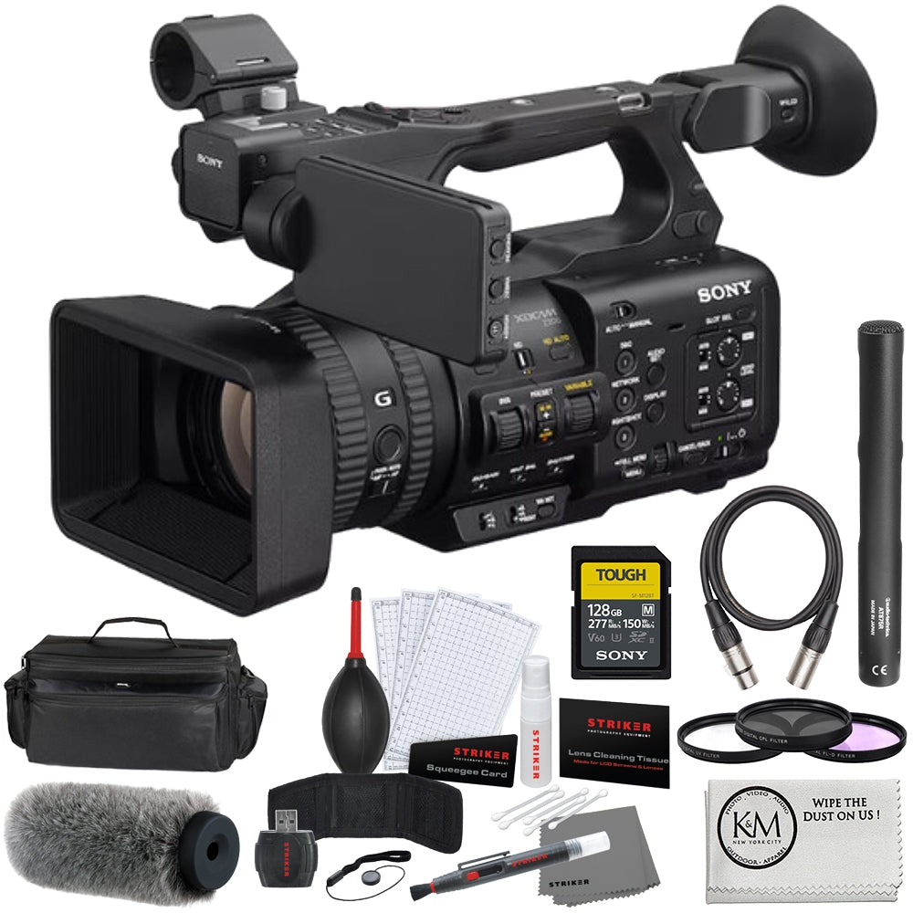 Sony PXW-Z200 4K 1" CMOS Sensor XDCAM Camcorder Bundle with 128GB Tough Memory Card + Microphone + Windscreen + Camera Bag + 3-Piece Filter Set + Photo Starter Kit + XLR Cable (9 Items)