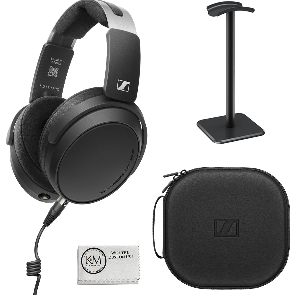 Sennheiser HD 480 PRO Plus Professional Recording & Monitoring Headphones Bundled with Headphone Stand + Cleaning Cloth (3 Items)