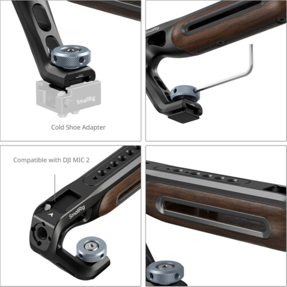 SmallRig Wooden Top Handle with Cold Shoe Mount
