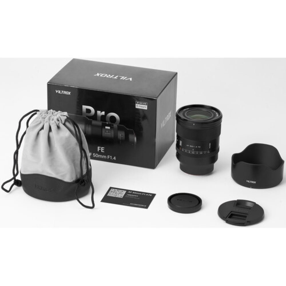 Viltrox AF 50mm f/1.4 FE Lens Compatible with Sony E Mount Bundle with UV Filter + Lens Cap Keeper + Cleaning Kit + Cleaning Cloth (5 Items)