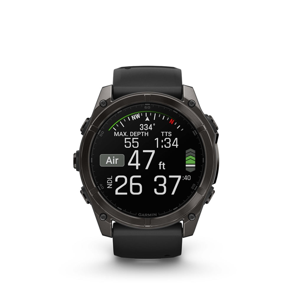 Garmin fenix 8 Sapphire 47mm AMOLED GPS Smartwatch | Carbon Gray with Black/Pebble Gray Band