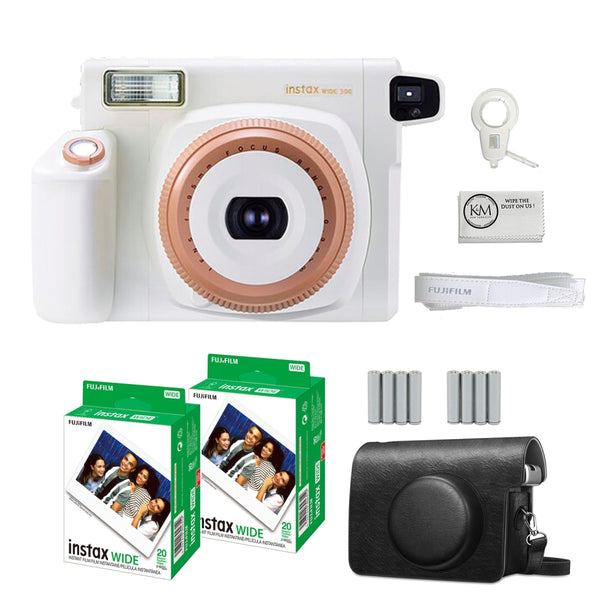 FUJIFILM Instax Wide 300 Instant Film Camera | Toffee Bundled with Wide Instant Film | 40 Exposures + Camera Case + 4 x AA Batteries + Cleaning Cloth (5 Items)