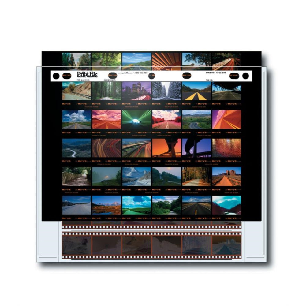 Print File 35mm Size Archival Storage Pages for Contact Proofing | 6-Strips of 6-Frames, 25 Pack