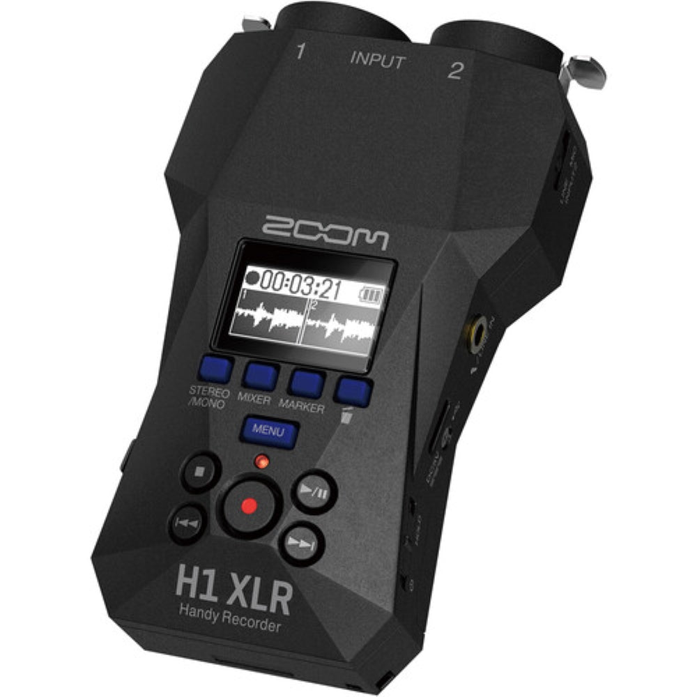 Zoom H1 XLR Portable Audio Recorder for Video Bundled with 64GB Micro SD Card + XLR Cable + Headphones + Lavalier Mic + Furry Lavalier Windscreen + 4 AA Batteries + Microfiber Cloth (8 Items)