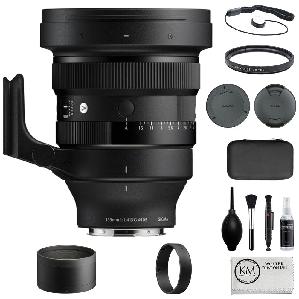 Sigma 135mm f/1.4 DG Art Lens Compatible with L-Mount (Full Frame) Bundle with UV Filter + Lens Cap Keeper + Cleaning Kit + Cleaning Cloth (5 Items)