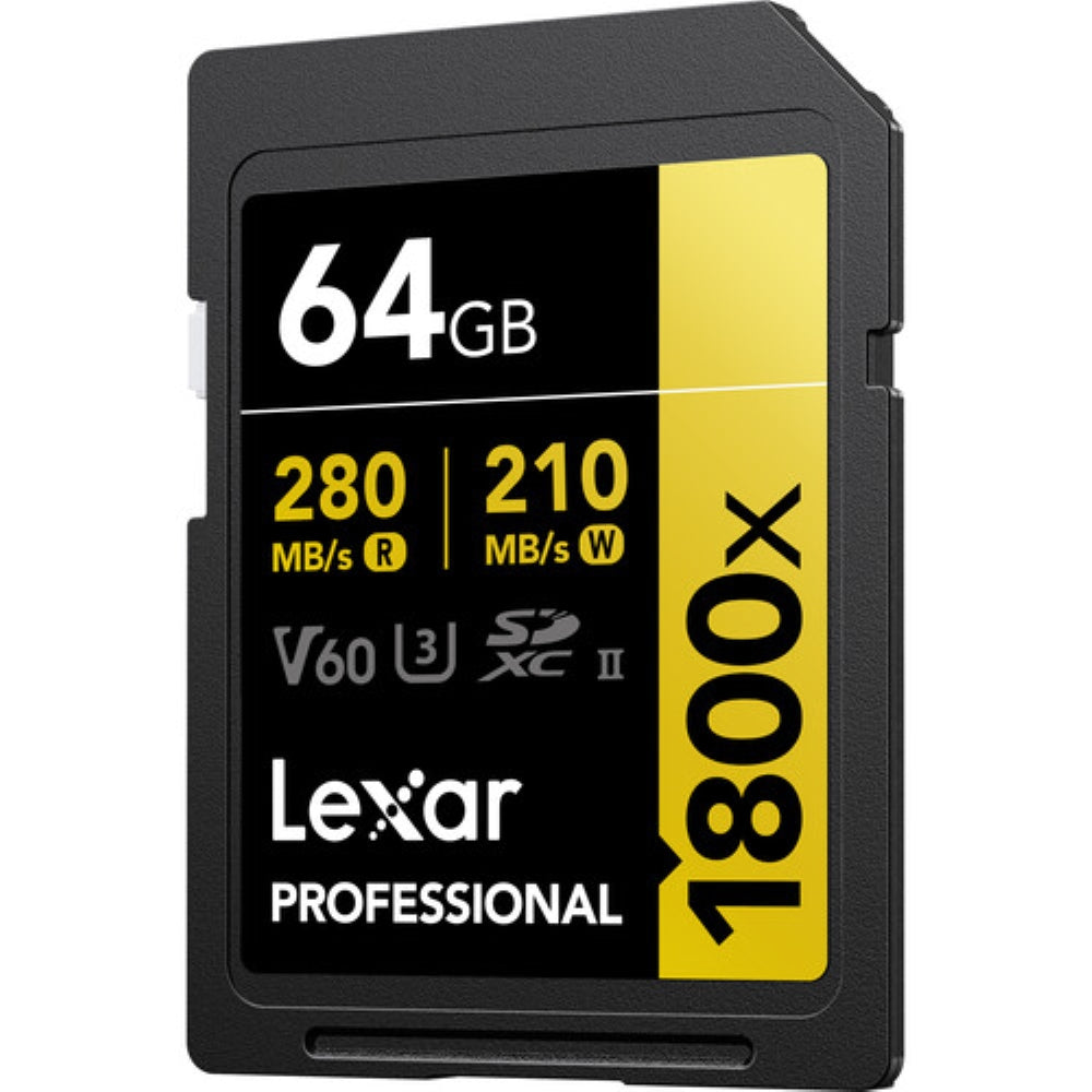 Lexar 64GB Professional 1800x UHS-II SDXC Memory Card | GOLD Series