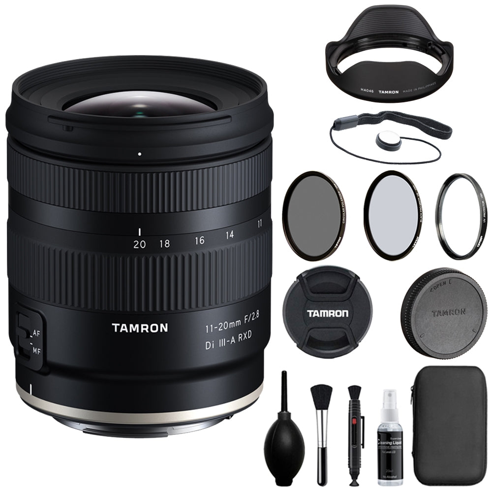 Tamron 11-20mm f/2.8 Di III-A RXD Lens Compatible with RF Mount (APS-C) Bundle with Tiffen Filter Set + Lens Cap Keeper + Cleaning Kit + Cleaning Cloth (5 Items)