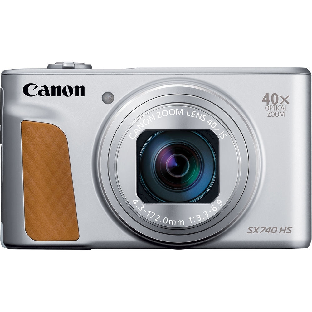 Canon PowerShot SX740 HS Digital Camera | Silver Bundled with 64GB Memory Card + Digital Camera Pouch + Cleaning Kit - Blower, Lens Pen, Brush & Case (4 Items)