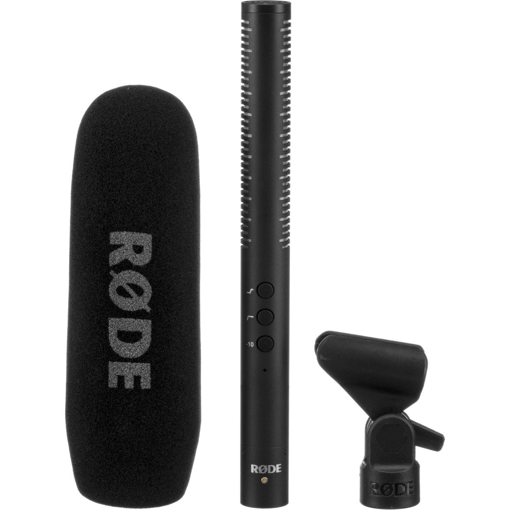 Rode NTG4 Shotgun Microphone w/ Digital Switches Bundle with H1 Handy Recorder + 64GB Memory Card + Shockmount + Fur Windshield + 4 Pack AA Batteries (8 Items)