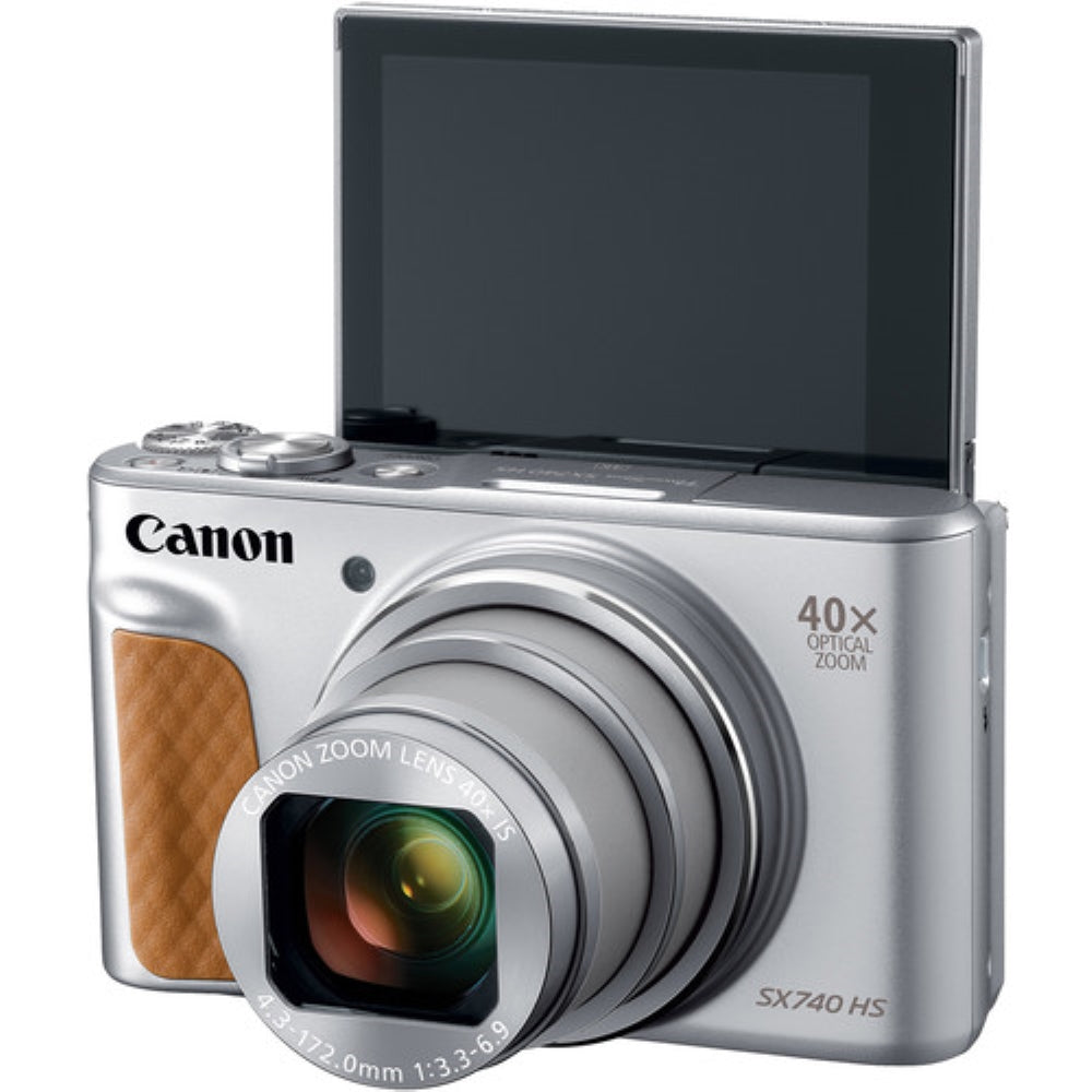 Canon PowerShot SX740 HS Digital Camera | Silver Bundled with 64GB Memory Card + Digital Camera Pouch + Cleaning Kit - Blower, Lens Pen, Brush & Case (4 Items)