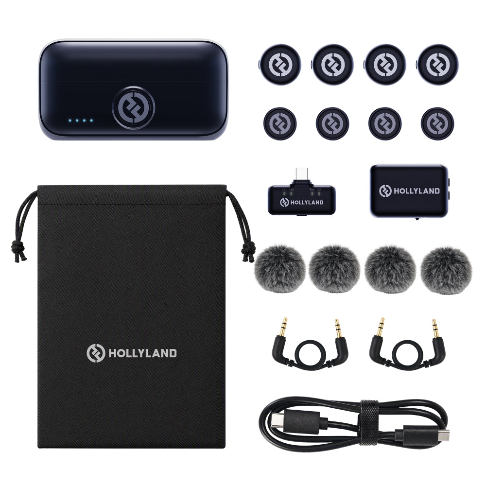 Hollyland LARK M3 Combo 4TX&2RX Wireless Microphone System with 4 Clip-On Mic/Transmitters, 1 USB Receiver & 1 Camera Receiver | 2.4 GHz