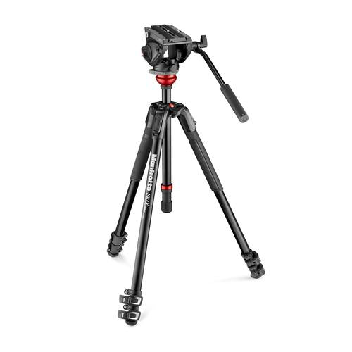 Manfrotto 500 Fluid Video Head with 190X Video Aluminum Tripod & Leveling Column Kit