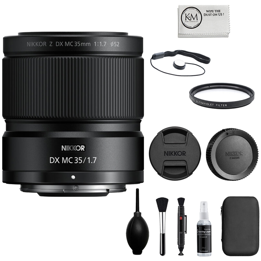 Nikon NIKKOR Z DX MC 35mm f/1.7 Lens Compatible with Nikon Z Mount Bundle with UV Filter + Lens Cap Keeper + Cleaning Kit + Cleaning Cloth (5 Items)