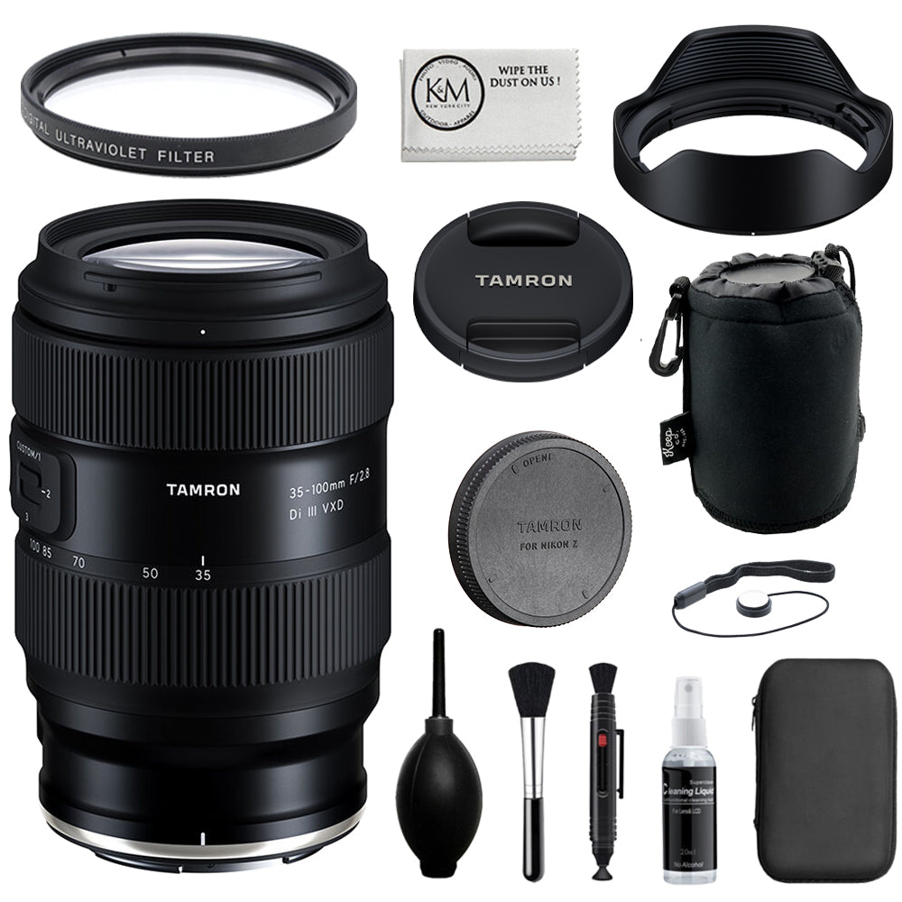 Tamron 35-100mm F/2.8 Di III VXD Compatible with Z Mount (Full Frame) Bundle with UV Filter + Lens Pouch + Lens Cap Keeper + Cleaning Kit + Cloth (6 Items)