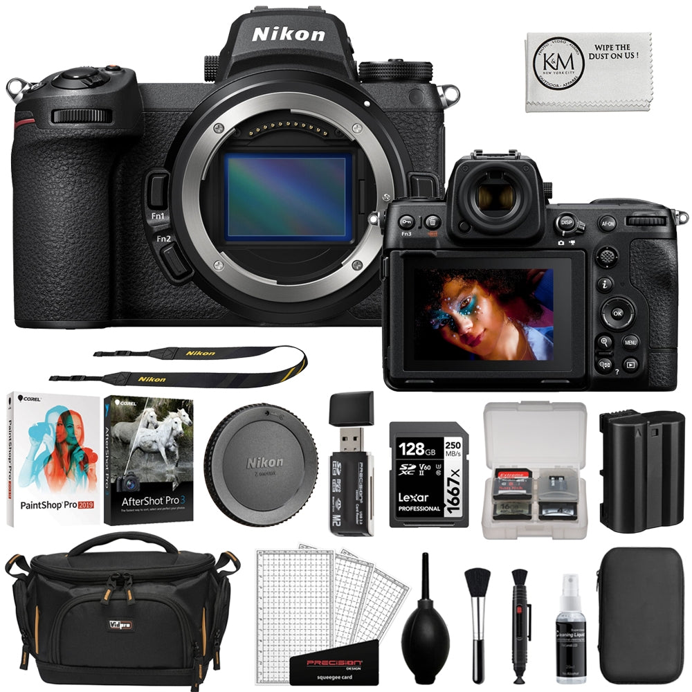 Nikon Z 7II Mirrorless Digital Camera | Body Only Bundle with 128GB Memory Card + Corel Photo Software Bundle + Card Case + Card Reader + Screen Protectors + Camera Bag + Cleaning Kit (10 Items)