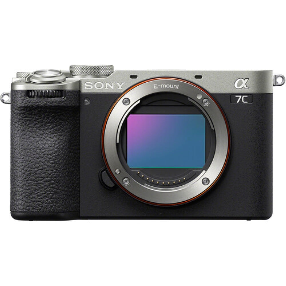 Sony a7C II Mirrorless Camera | Silver Bundle with 64GB Memory Card + 5-Piece Camera Cleaning Kit + Battery Charger + Cloth + Camera Case (6 Items)