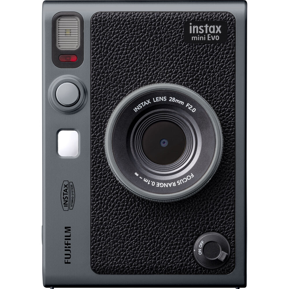 FUJIFILM INSTAX MINI EVO Limited Edition Hybrid Instant Camera | Dark Silver Bundled With (2) FUJIFILM INSTAX Mini Instant Film | 20 Exposures + Instax Mini Album, Borders, Stickers & Clips + Cleaning Cloth (5 Items)