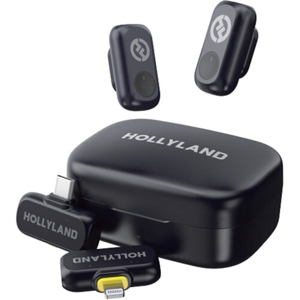 Hollyland LARK A1 Combo 2-Person Wireless Microphone System with USB-C and Lightning Connectors for Mobile Devices | Space Gray, 2.4 GHz