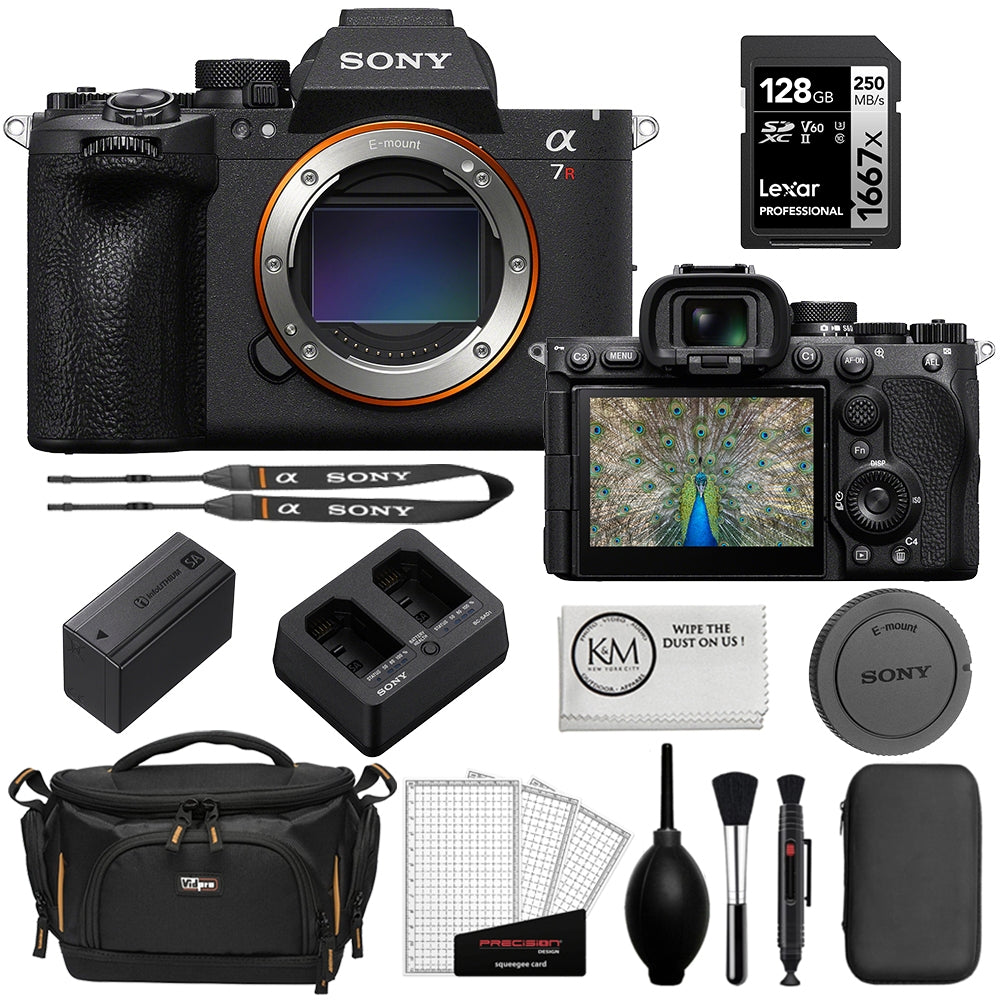 Sony a7R VI Mirrorless Camera Bundle with Lexar 128GB UHS-II SDXC Memory Card + Cleaning Kit + Screen Protector + Camera Bag + Cloth (6 Items)