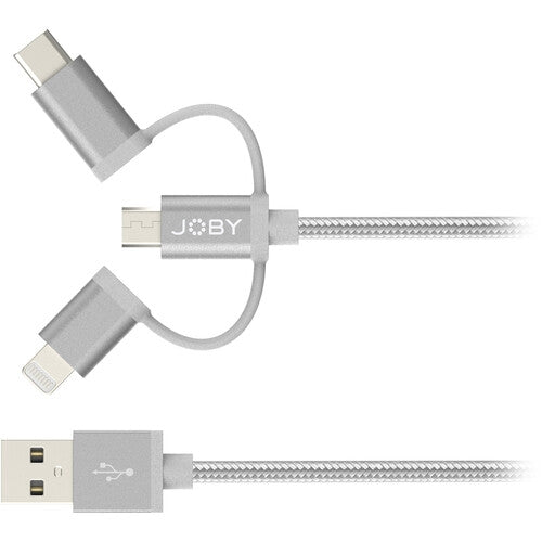 JOBY 3-in-1 Charge & Sync Cable | 3.9', Space Grey