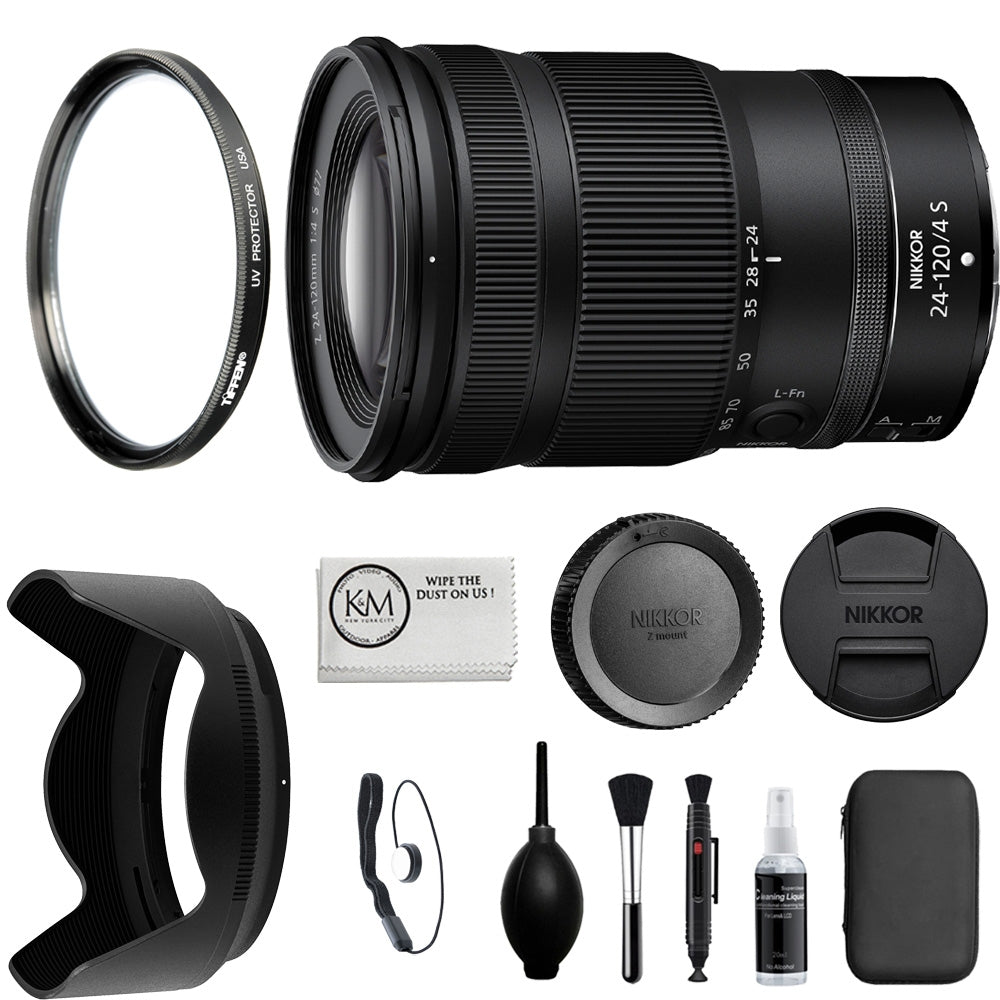 Nikon NIKKOR Z 24-120mm f/4 S Compatible with Z Mount Lens (Full Frame) Bundle with UV Filter + Lens Cap Keeper + Cleaning Kit + Cleaning Cloth (5 Items)