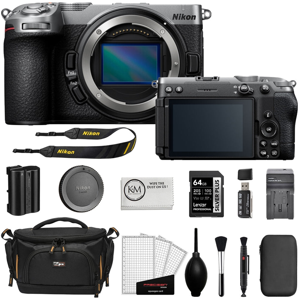 Nikon Z5 IIC Mirrorless Camera (Silver) Bundle with 64GB Memory Card + Cleaning Kit + Screen Protector + SD Card Reader + Camera Bag + K&M Microfiber Cloth