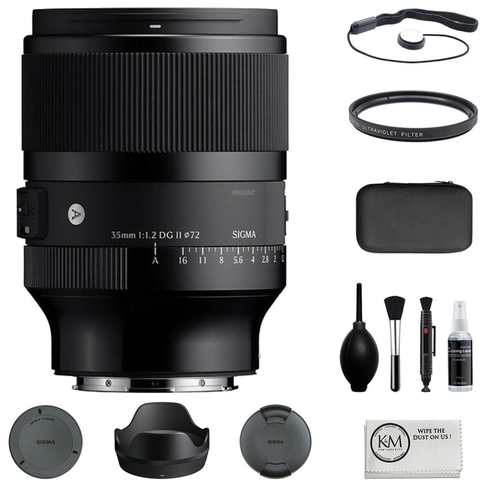 Sigma 35mm f/1.2 DG II Art Lens Compatible with Sony E Mount (Full Frame) Bundle with UV Filter + Lens Cap Keeper + Cleaning Kit + Cleaning Cloth (5 Items)